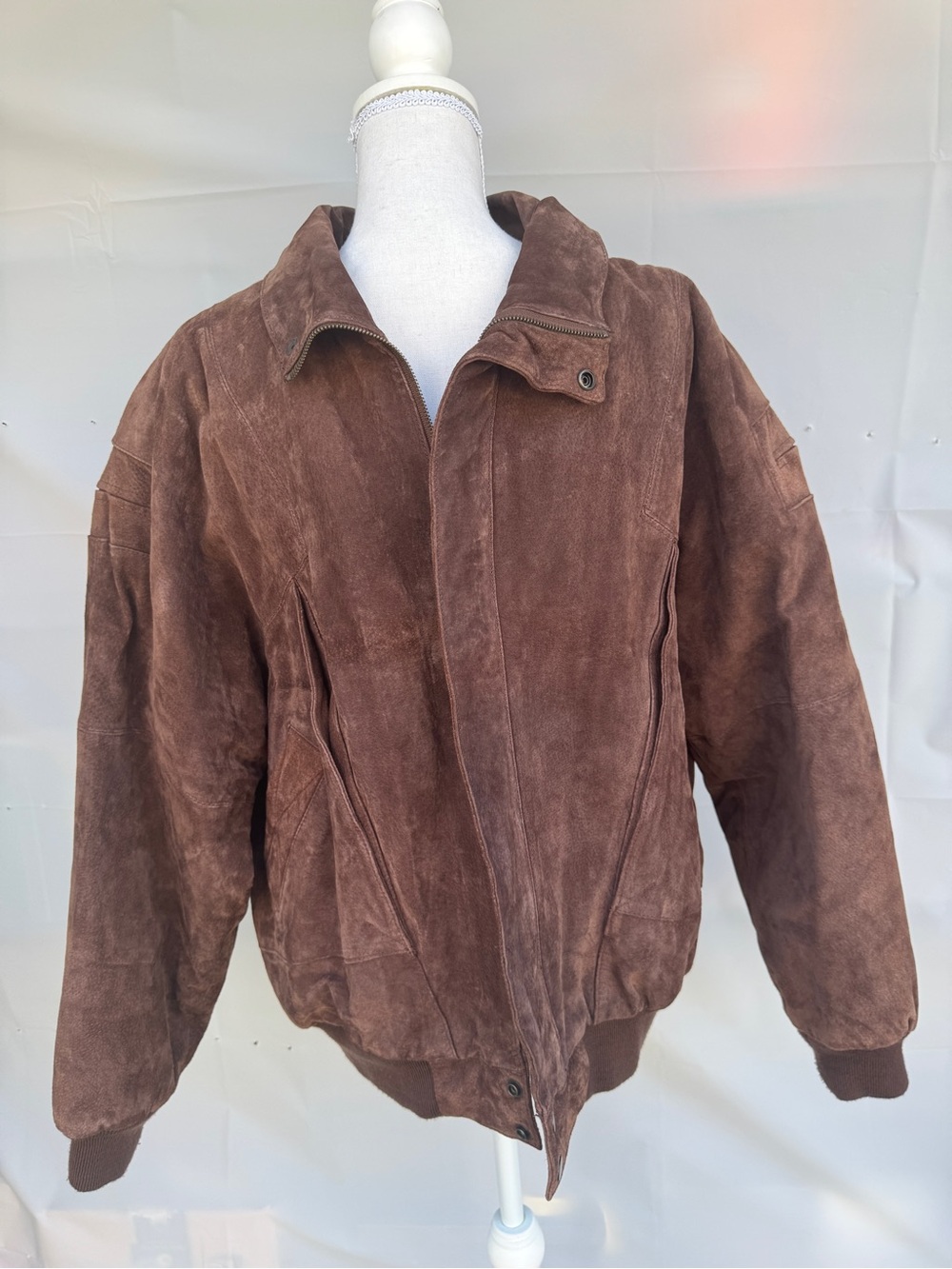 Men's Brown Suede Bomber Jacket - Classic Suede Finish
